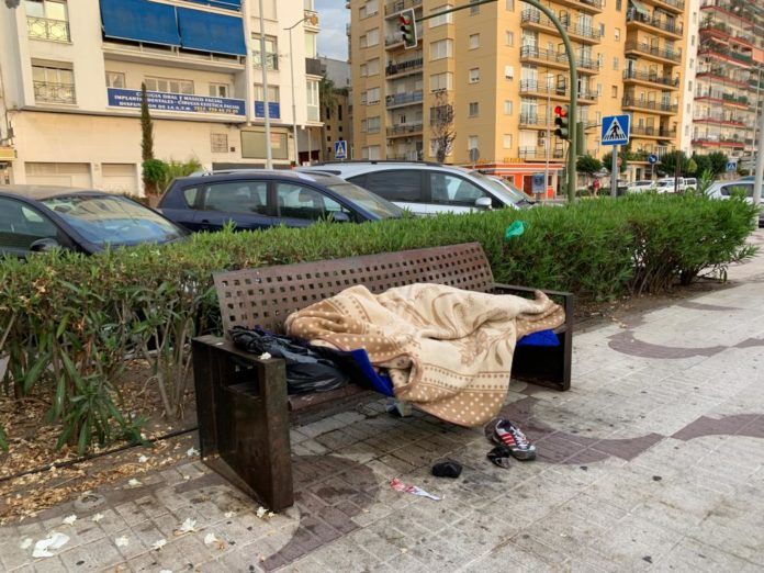 Persona sin hogar en Algeciras.