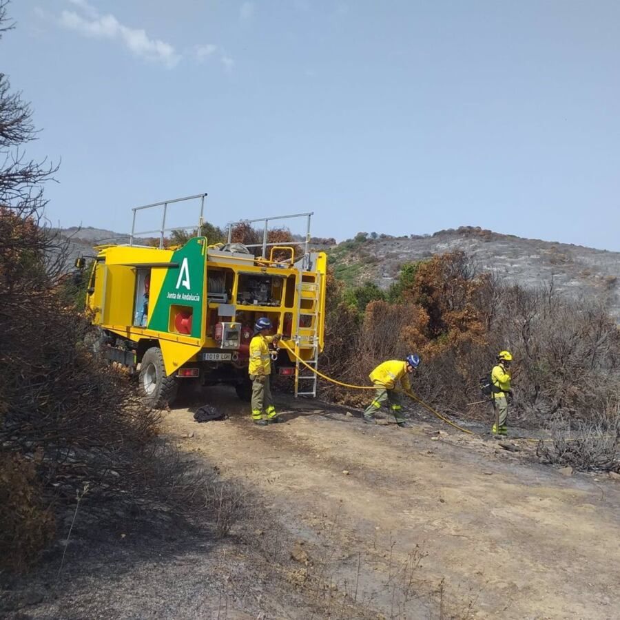 Cádiz.- Incendios.- Infoca trabaja para el remate y extinción del incendio en la finca El Pedregoso en Tarifa