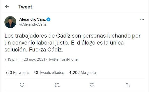 tweet alejandro sanz