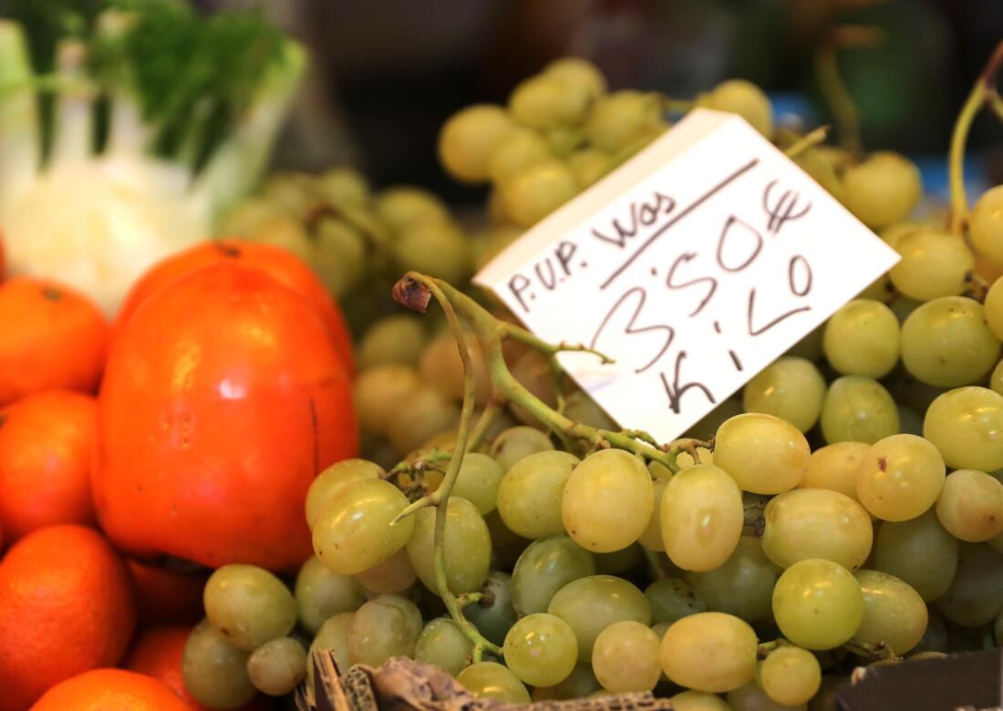 Uvas en el mercado
