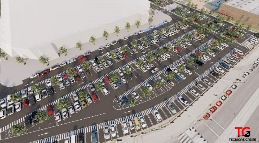 Maqueta de cómo quedará el aparcamiento disuasorio en la Ciudad Deportiva de La Línea de la Concepción