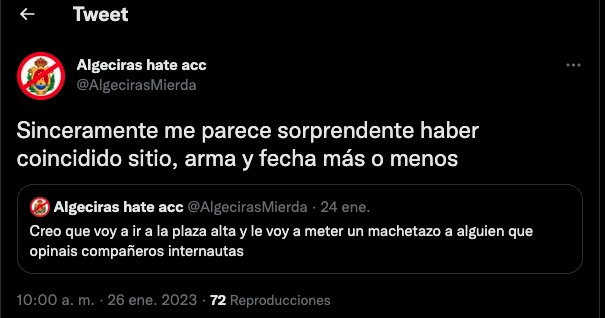 Imagen del tuit de este usuario en Twitter.