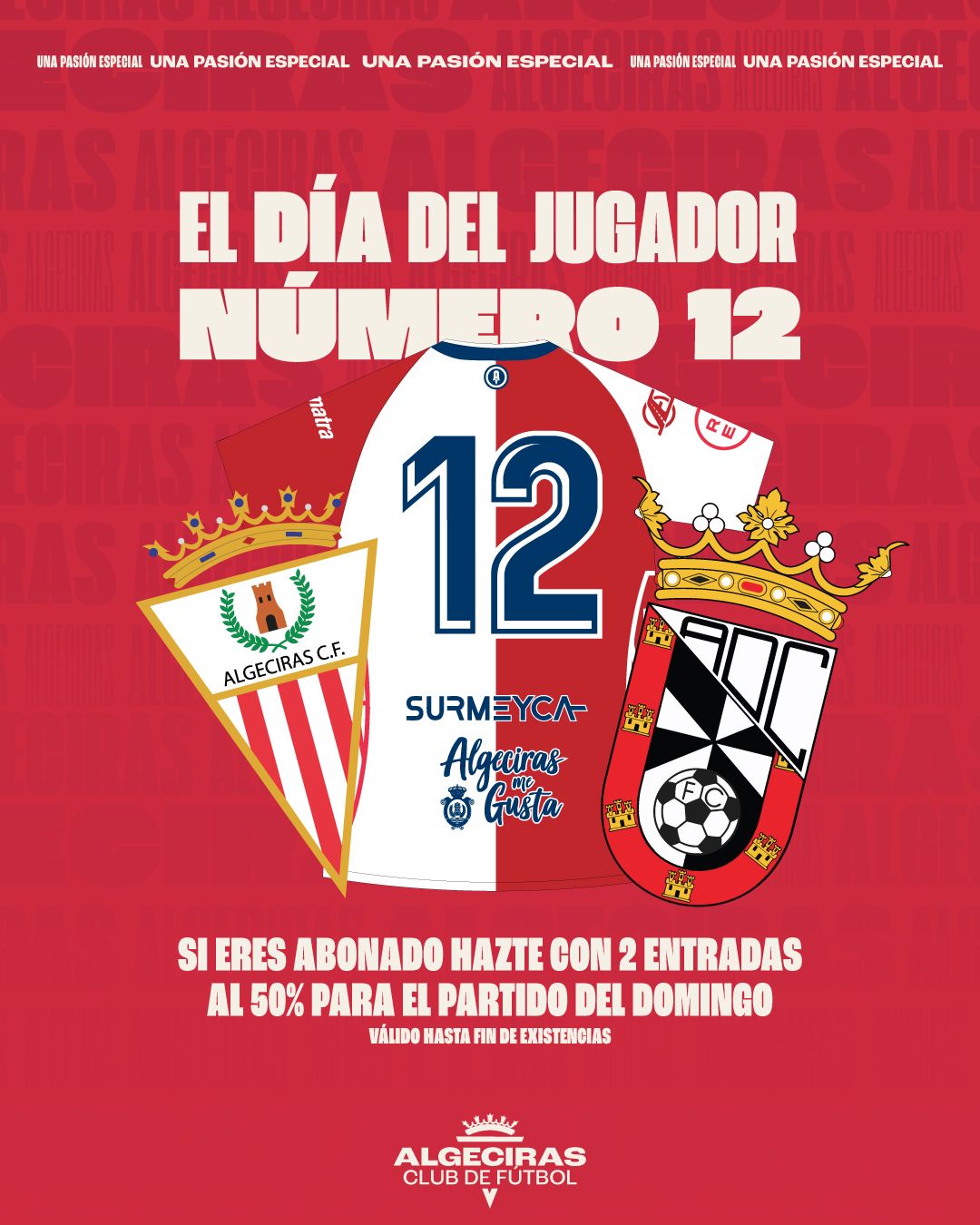 Cartel anunciador del Derbi del Estrecho con la promoción de entradas para los abonados. Foto: Algeciras CF. 