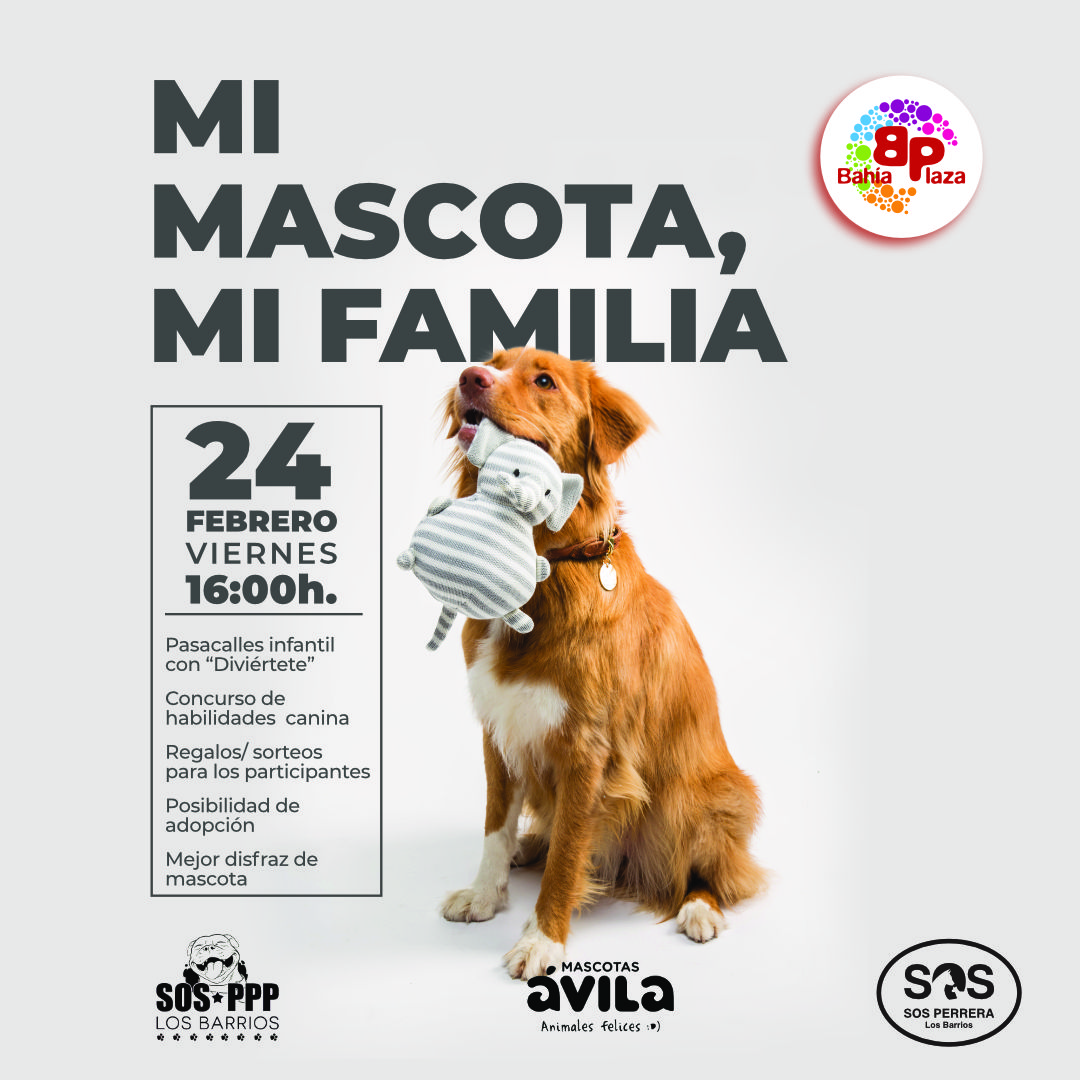 Cartel promocional de la jornada que ha organizado Bahía Plaza para fomentar la convivencia saludable con las mascotas en espacios comerciales 