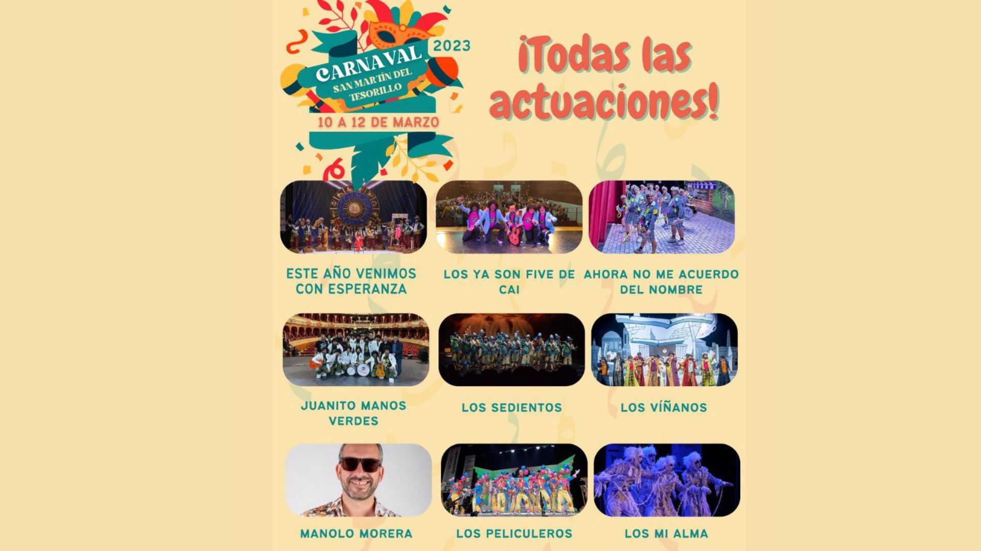 'Los Viñanos' y 'Los mi Alma', entre la programación de Carnaval de Tesorillo.