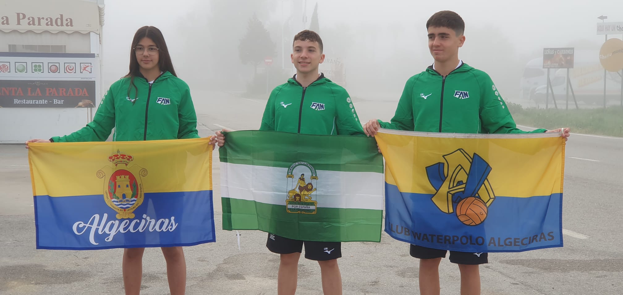 Los algecireños Aitana Jiménez Benítez, Daniel Oliva Cosano y Federico Rodríguez Piñero-Vera con Andalucía en el Nacional infantil