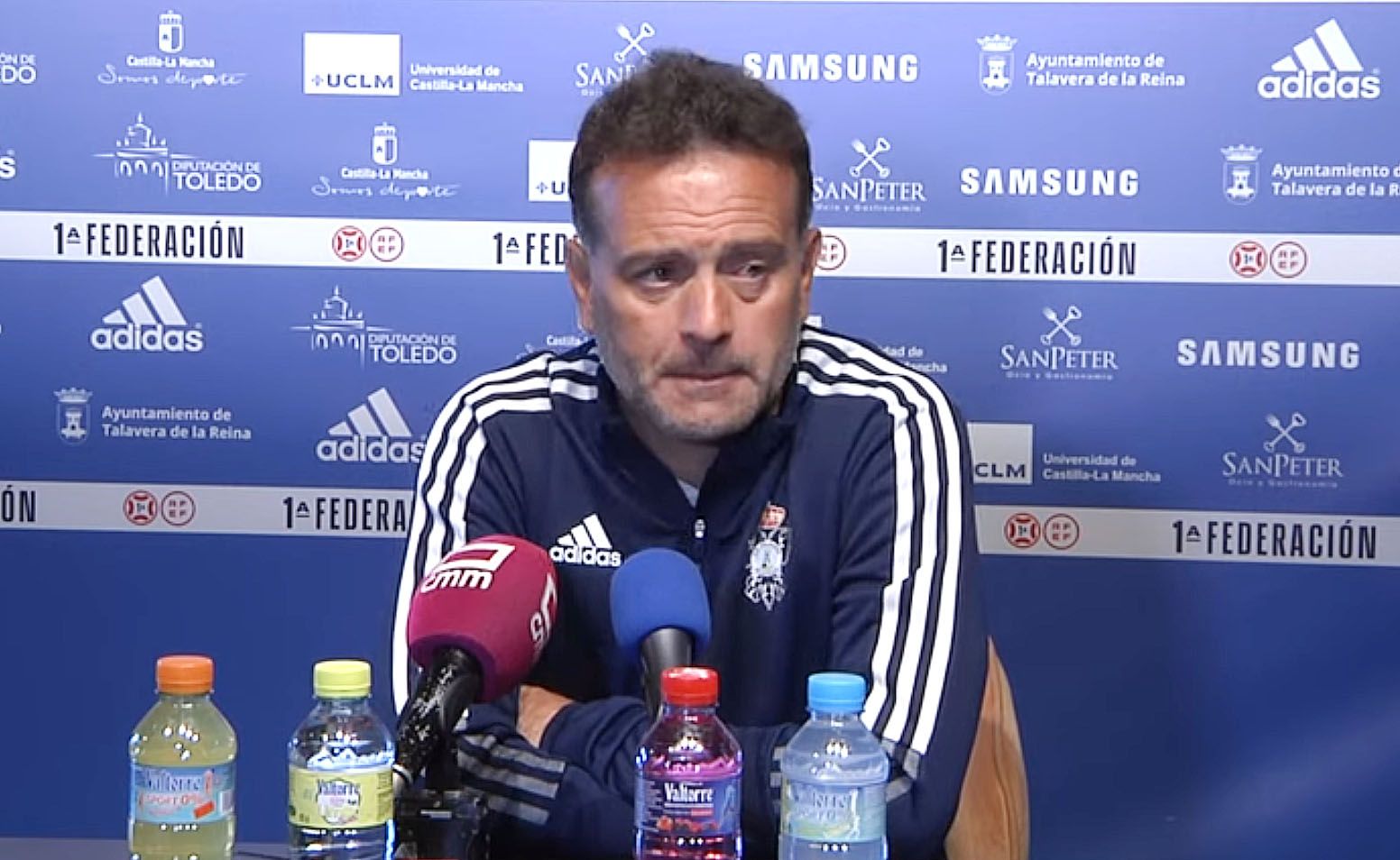 Pedro Díaz, entrenador del CF Talavera de la Reina, en la rueda de prensa previa al partido con la RB Linense