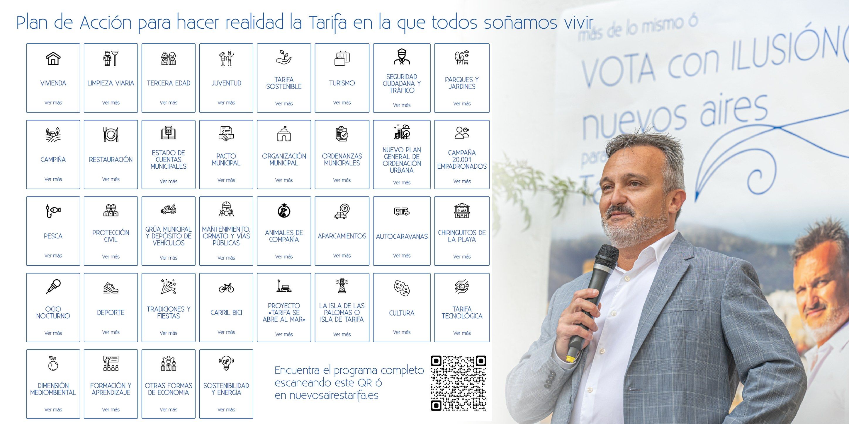 Nuevos Aires Tarifa propone un plan interconectado con 36 claves para potenciar el municipio.