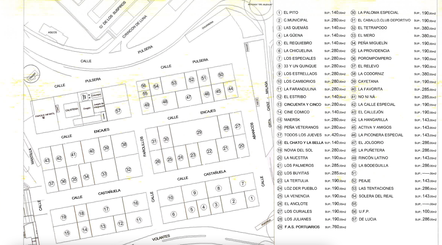 Plano con las casetas de la Feria Real de Algeciras.