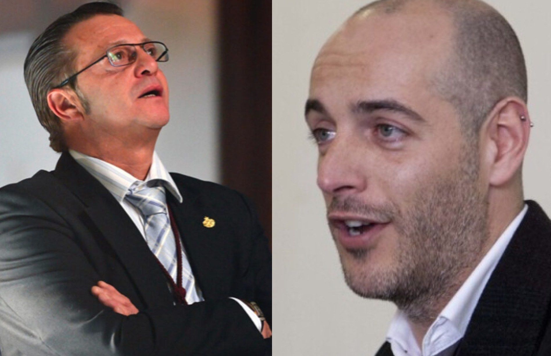 Andrés Losada (izquierda), pregonero de la Feria de La Línea 2023 y Jesús Villalta (derecha), autor del cartel. Foto de Andrés Losada de lalineacofrade.com