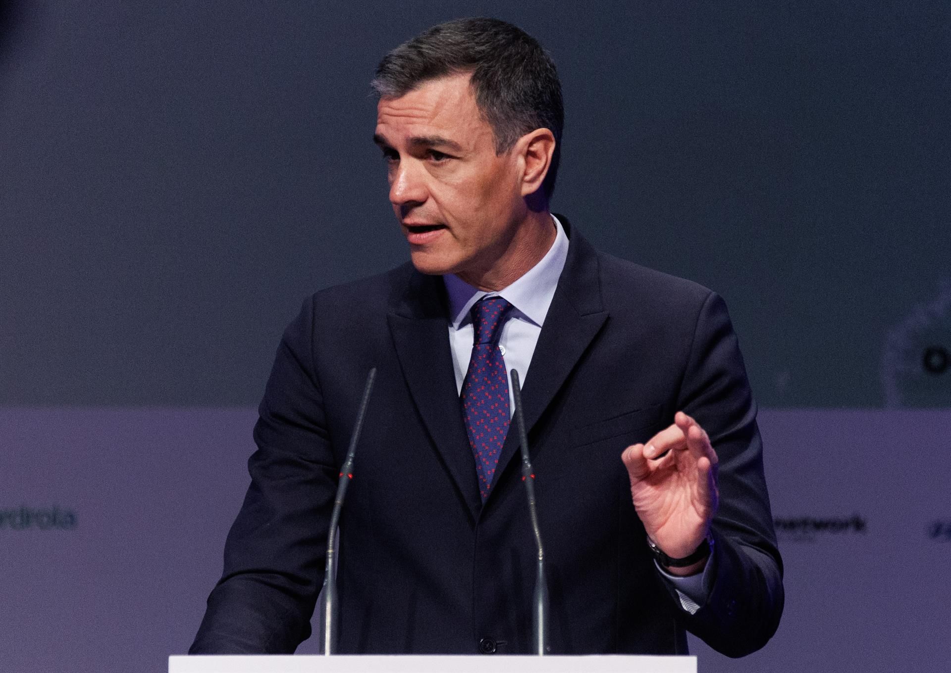 El presidente del Gobierno, Pedro Sánchez, interviene durante la III edición del foro ‘Fondos Europeos III: España, por el liderazgo global en economía verde y digital’, en el Círculo de Bellas Artes, a 5 de junio de 2023, en Madrid (España). Imagen de EuropaPress. 