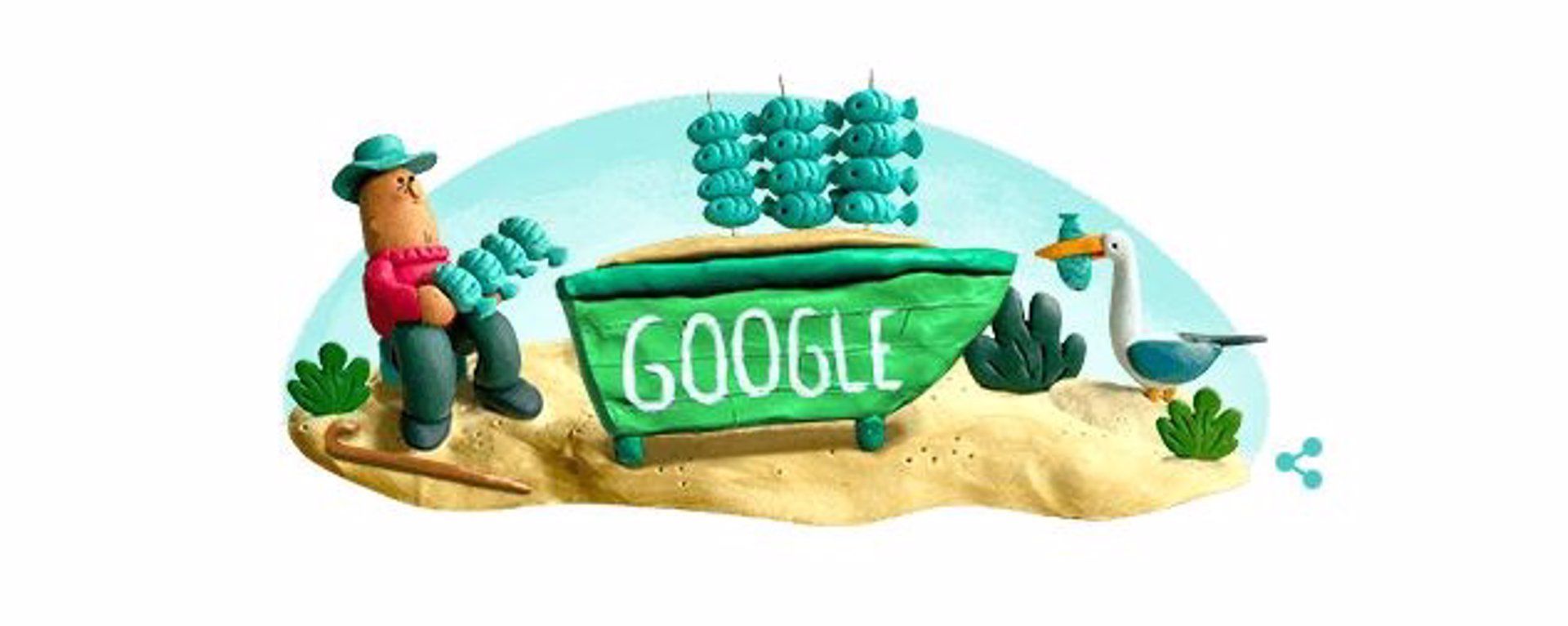 Doodle en homenaje al espeto malagueño - GOOGLE.