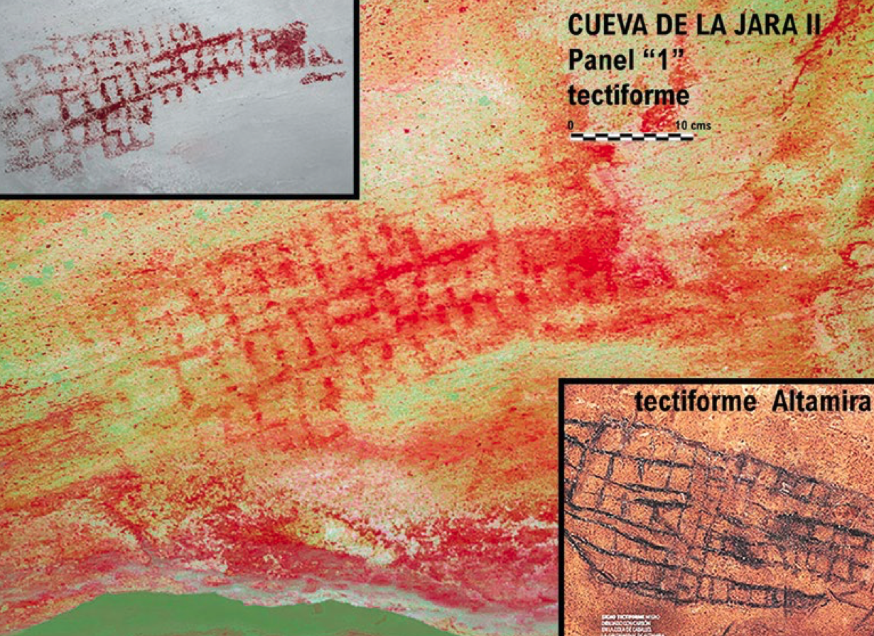Secuencias gráficas paleolíticas en la Sierra de la Plata de Tarifa. Lámina 9 Cueva de la Jara I. Panel paleolítico (H.A.M.P.)