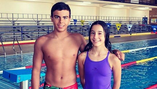 Pablo Gallego y Alexia Monge, del CDN Ciudad de Algeciras, en el X Campeonato de España alevín