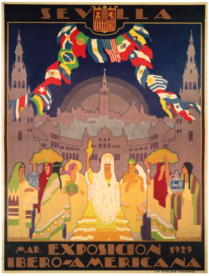 El cartel de la Exposición Iberoamericana de 1929, realizado por el gibraltareño Gustavo Bacarisas.