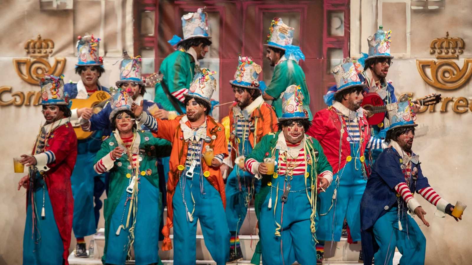 La chirigota 'Amo escuchá', en su actuación en el COAC 2023.