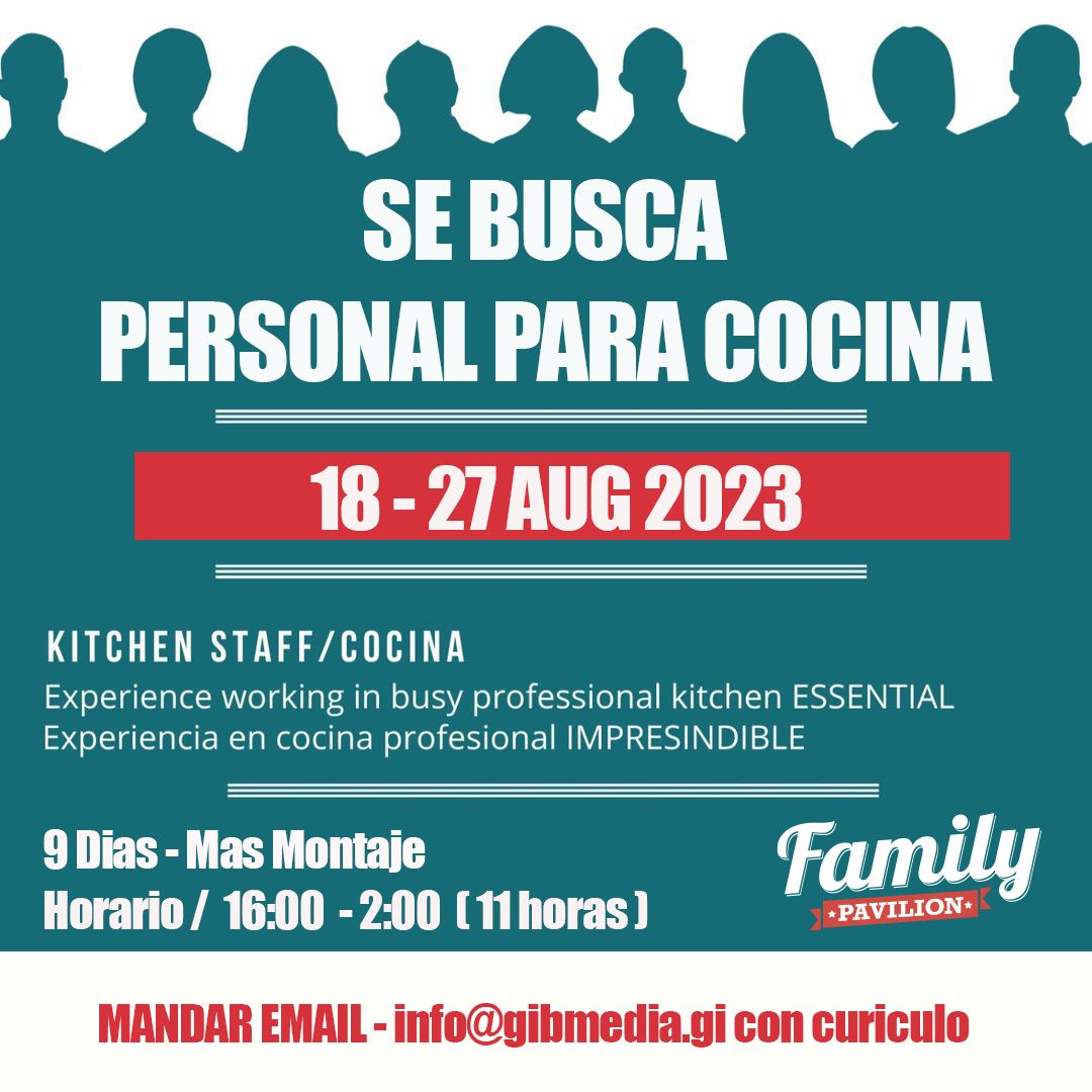 Buscan personal de cocina para trabajar en la Feria de Gibraltar.