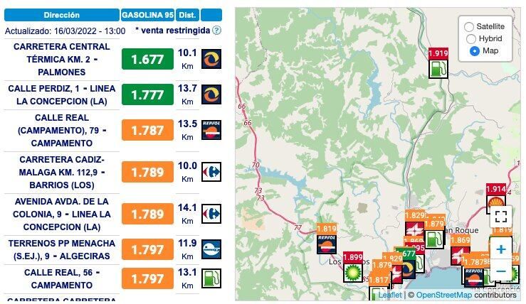 gasolineras miércoles campo de gibraltar ok