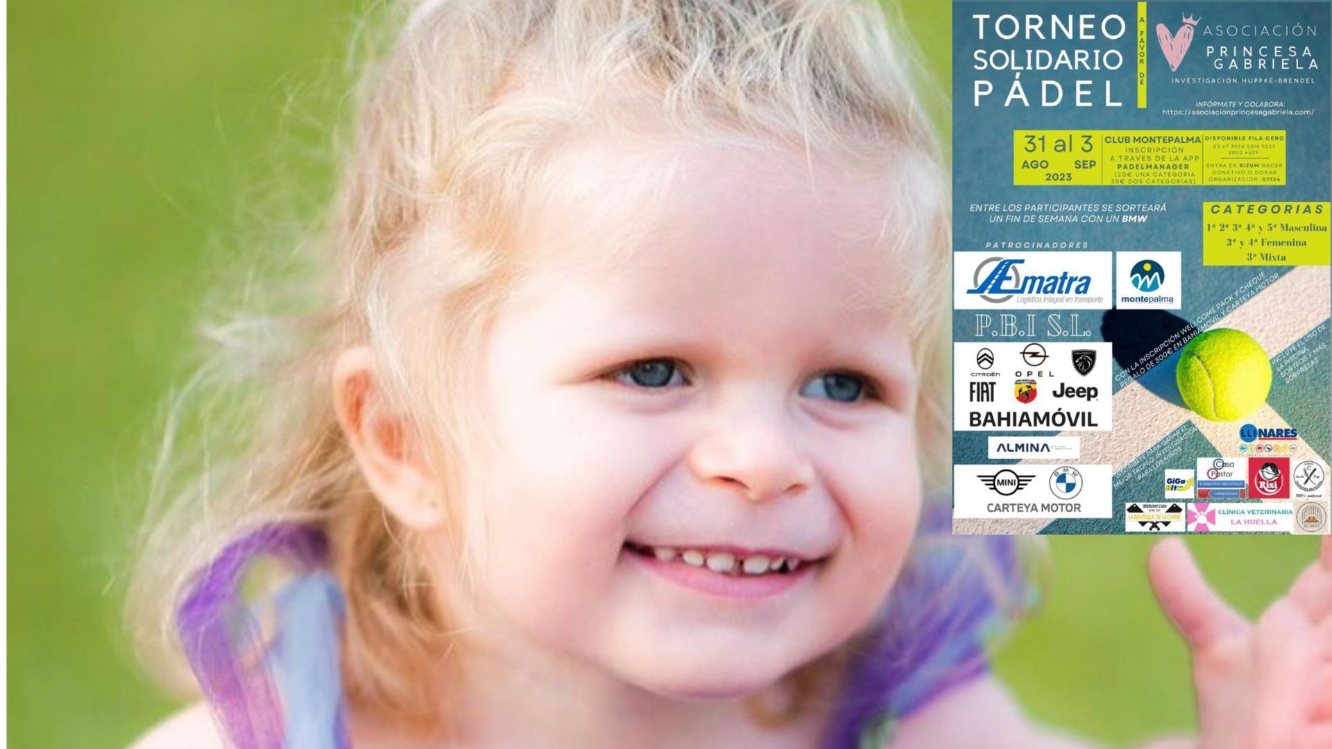 Un torneo de pádel donará lo recaudado a la Asociación Princesa Gabriela. La 'princesa' Gabriela, foto de @mami_fotografa.