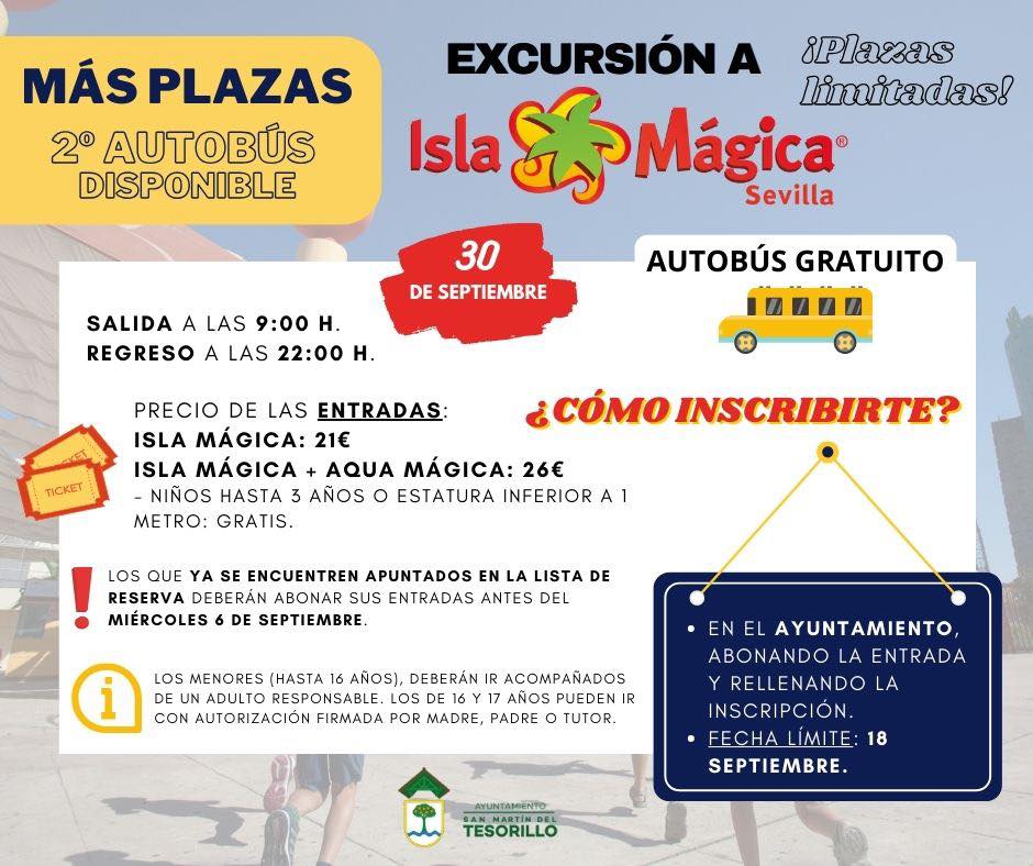 Tesorillo oferta nuevas plazas para asistir a la excursión de Isla Mágica