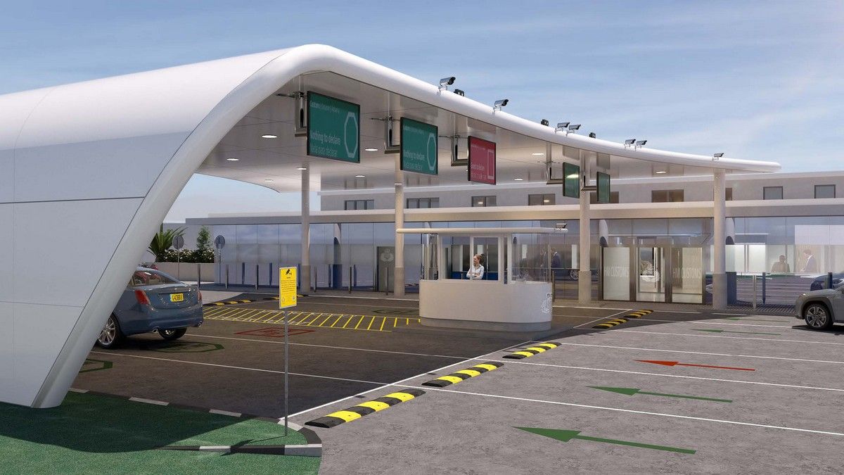 Gibraltar remodelará las entradas peatonales y de vehículos en la frontera terrestre con España. Imagen de recreación de las nuevas instalaciones. 