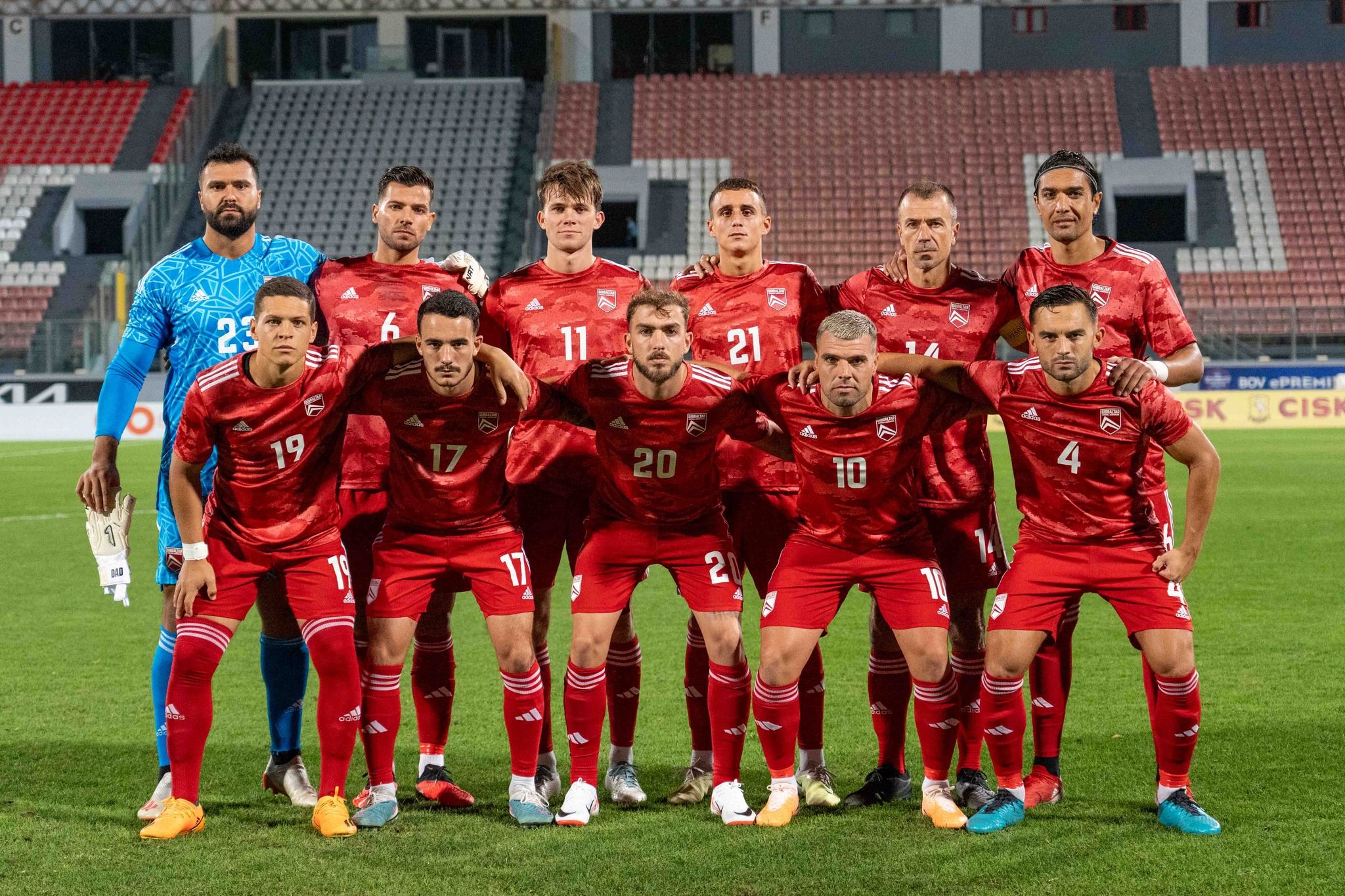 Once inicial de Gibraltar en el 'National Stadium' de Ta'Qali, en Malta