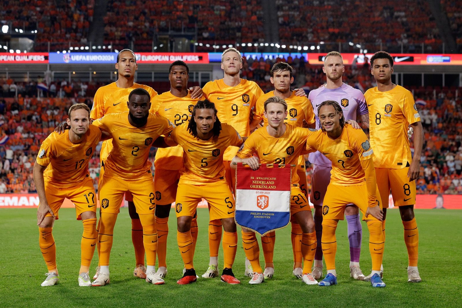 Once inicial de Países Bajos frente a Grecia en el partido de clasificación para la Euro'24