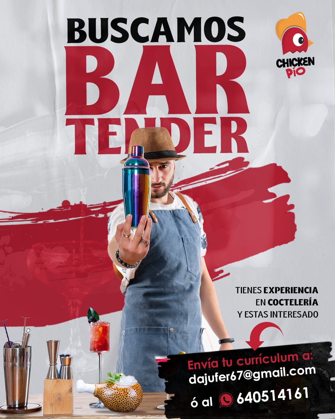 Anuncio de la búsqueda de bartender.