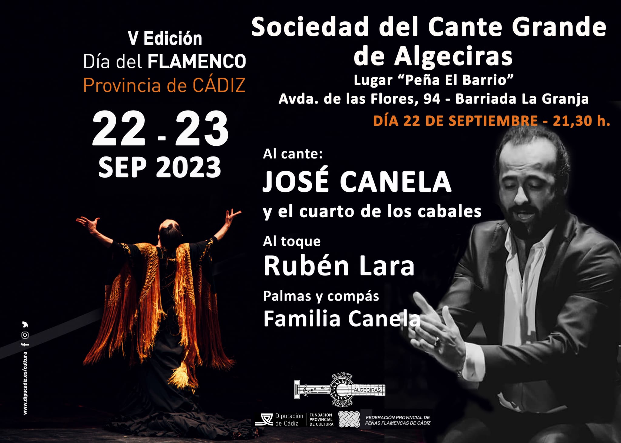 El sanroqueño José Canela canta en Algeciras el 22 de septiembre dentro de la V edición del Día del Flamenco 