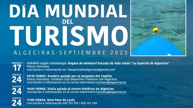 Cartel con actividades programadas para el Día Mundial del Turismo en Algeciras. Cartel con actividades programadas para el Día Mundial del Turismo en Algeciras.