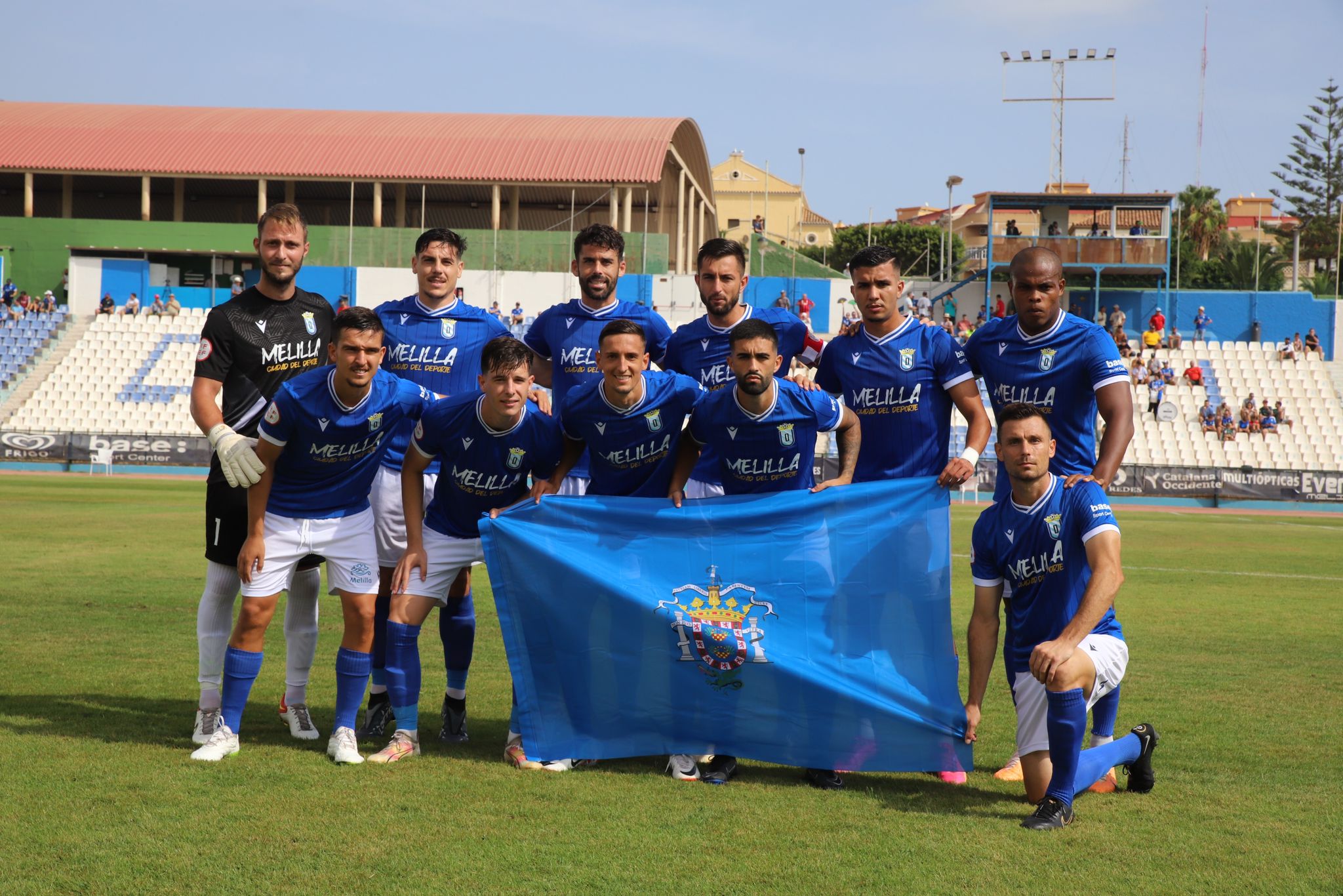 Formación de la UD Melilla en el encuentro frente al Recreativo de Huelva