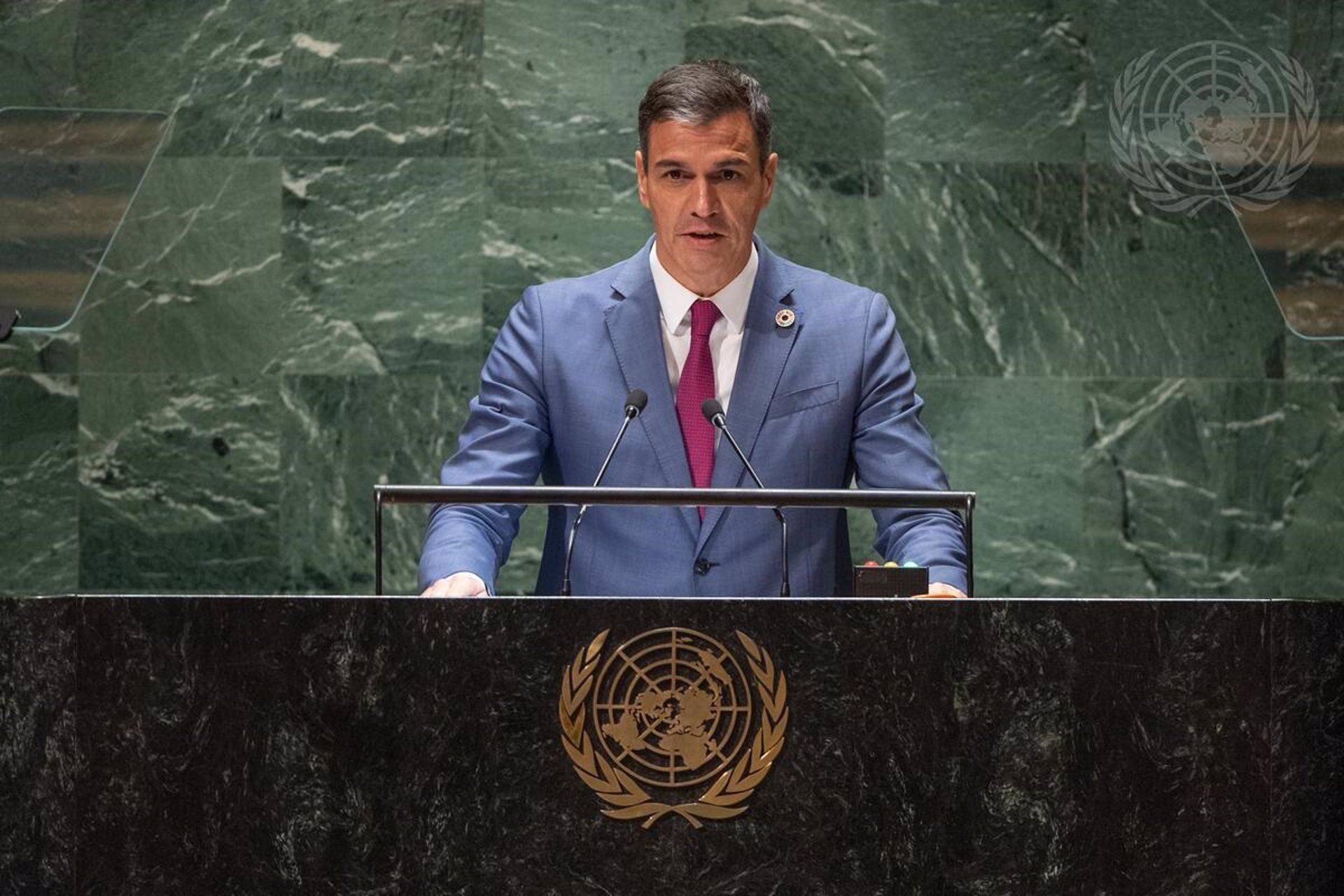Sánchez pide un futuro acuerdo sobre Gibraltar "plenamente respetuoso" con la posición de la ONU. El presidente de España, Pedro Sánchez - NACIONES UNIDAS.