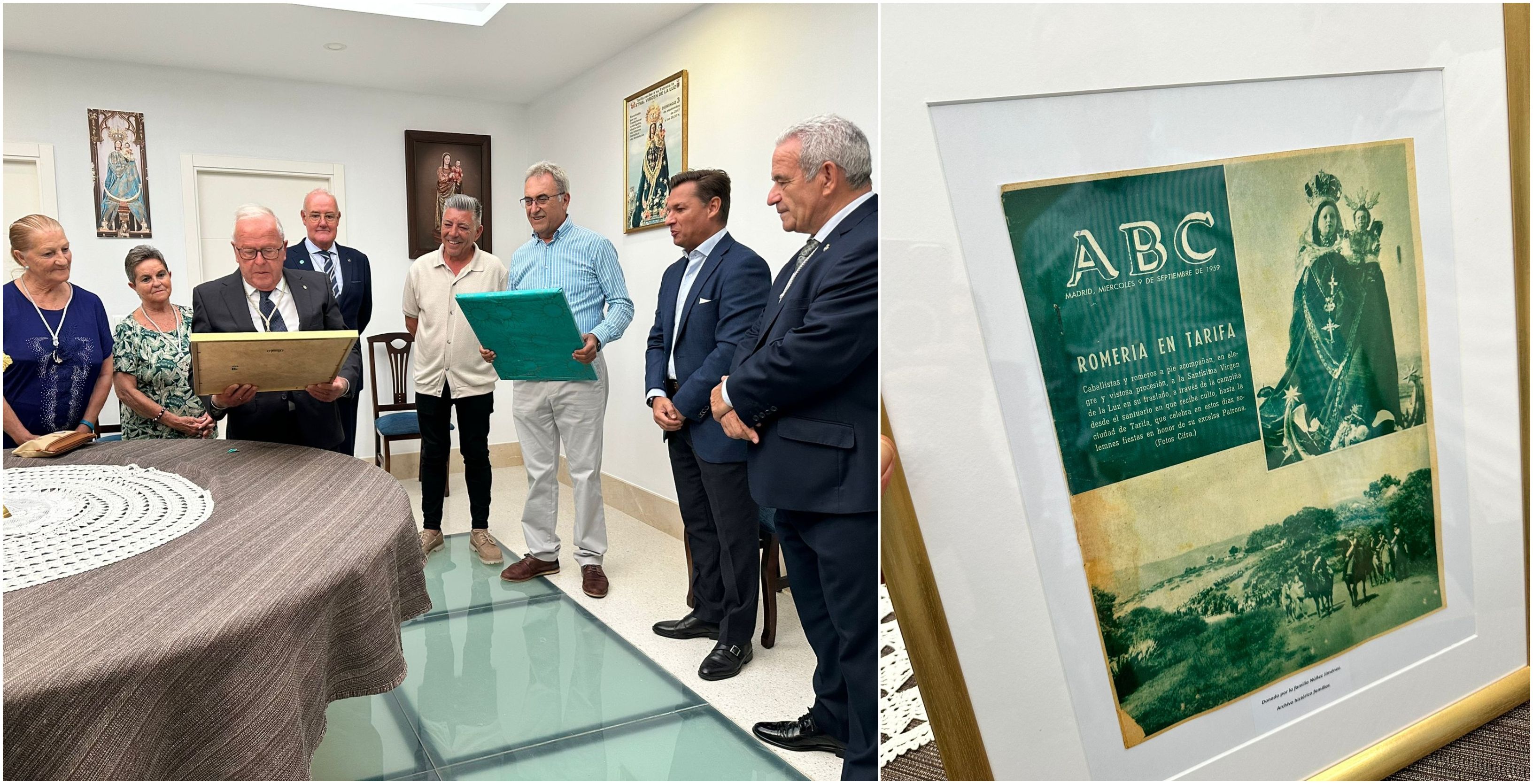 La Hermandad de Nuestra Señora de la Luz recibe dos antiguas portadas del ABC con la imagen de la patrona