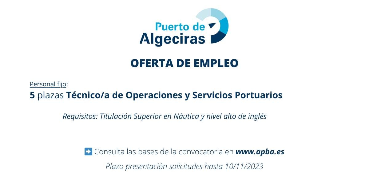 La APBA oferta cinco plazas de Técnico Superior en Operaciones y Servicios Portuarios 