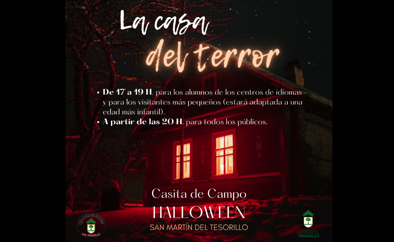 Cartel promocional de la actividad. Tesorillo convierte la Casita de Campo en un pasaje del terror durante la noche de Halloween