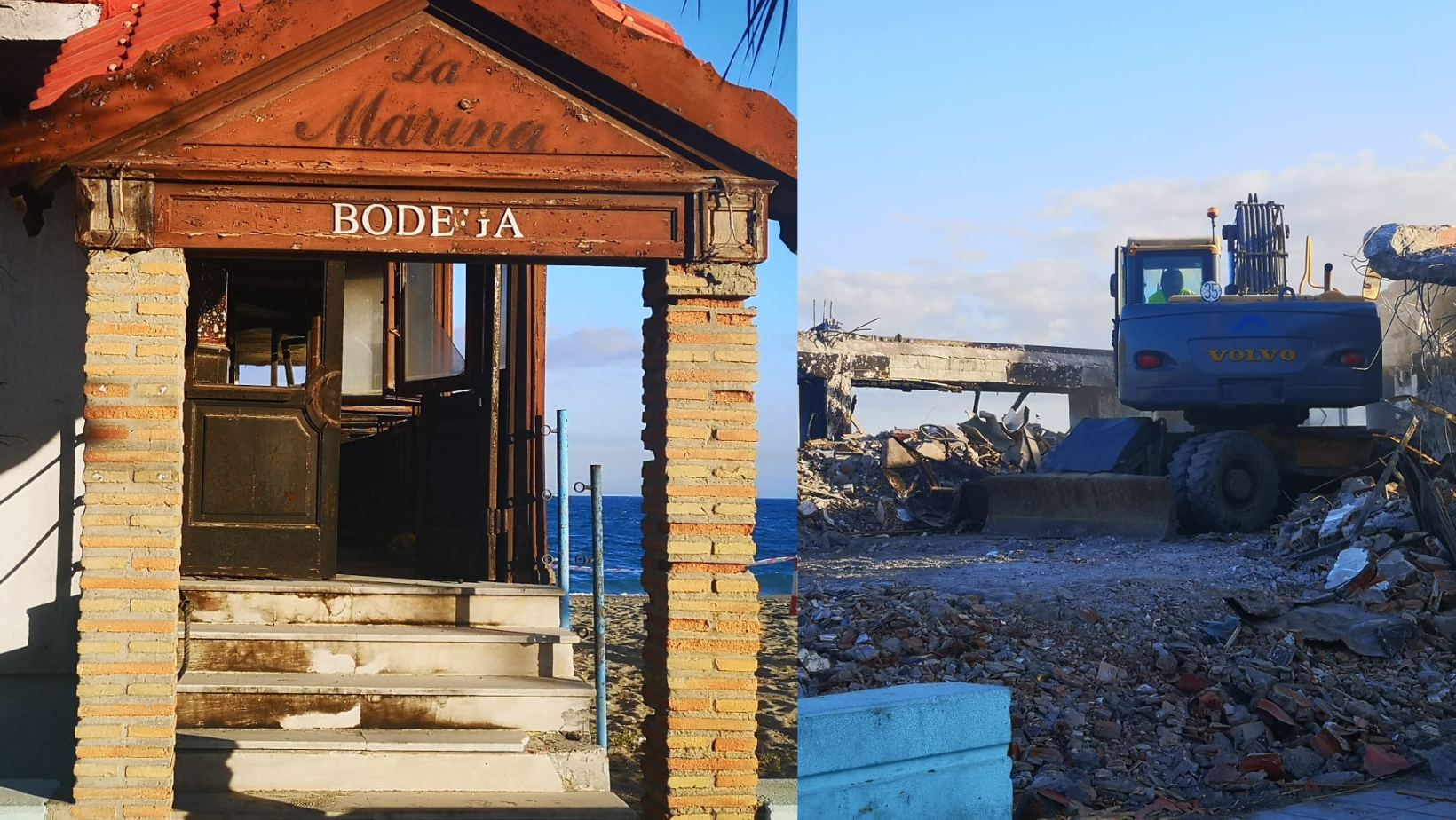Dos años sin La Marina. Derribo del mítico restaurante el 16 de noviembre de 2021. Fotos: S.D. / 8Directo.