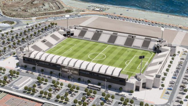 Recreación de cómo quedará el nuevo estadio Municipal y el parking disuasorio. Recreación de cómo quedará el nuevo estadio Municipal y el parking disuasorio.
