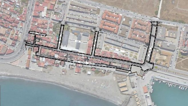 Plano de actuación de las obras de revitalización en La Atunara. Plano de actuación de las obras de revitalización en La Atunara.