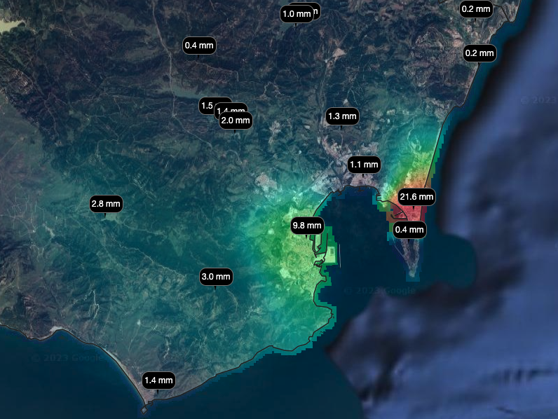 Mapa de lluvia elaborado por el portal MeteodCG.