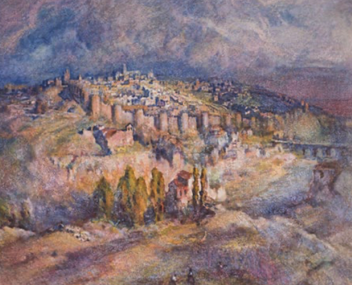Conociendo al artista gibraltareño Gustavo Bacarisas. Lámina 4. Paisaje de Ávila (1920), Gibraltar National Gallery.