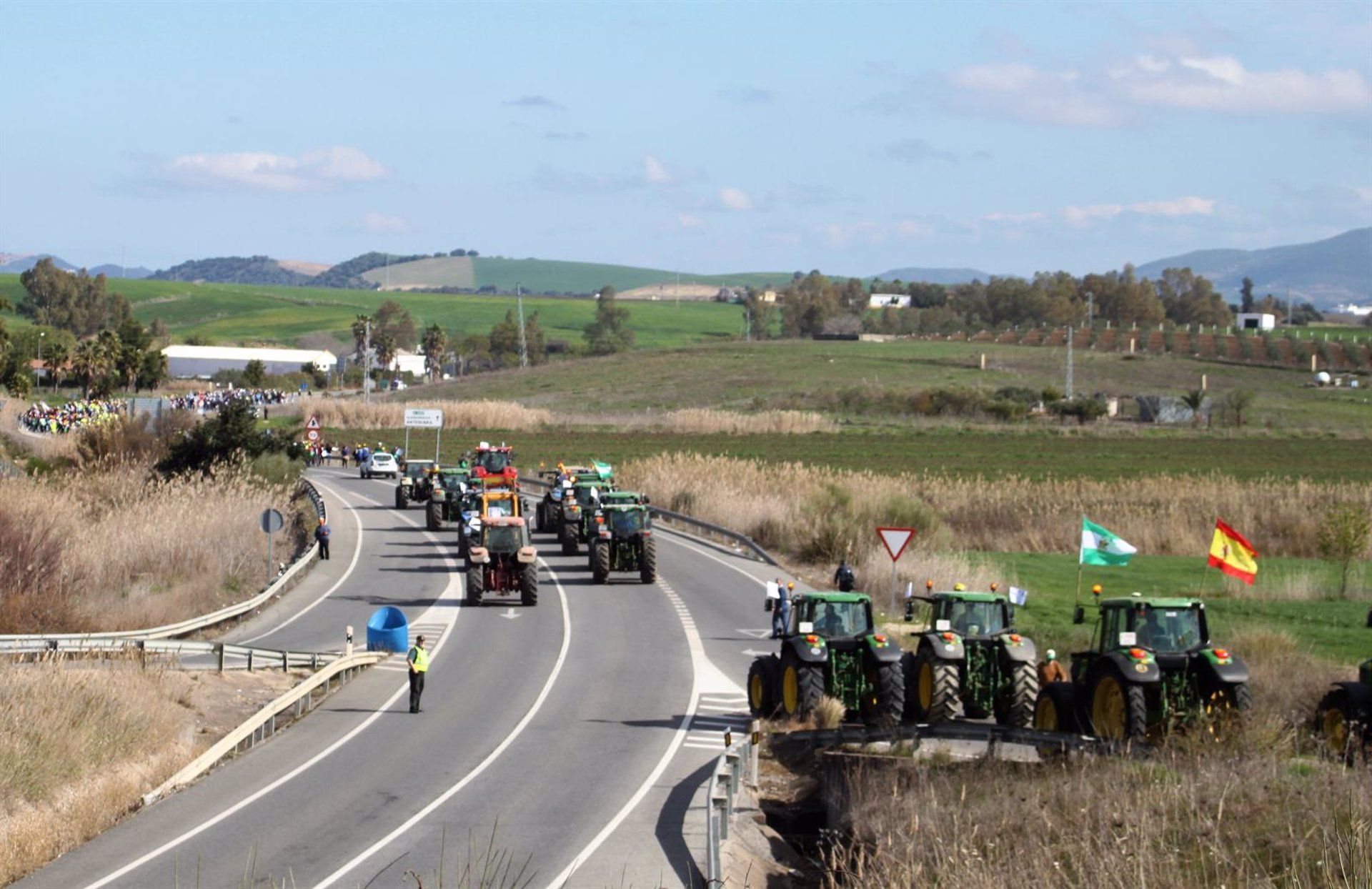 Agricultores convocan movilizaciones en el Puerto de Algeciras en contra de las políticas agrarias. 