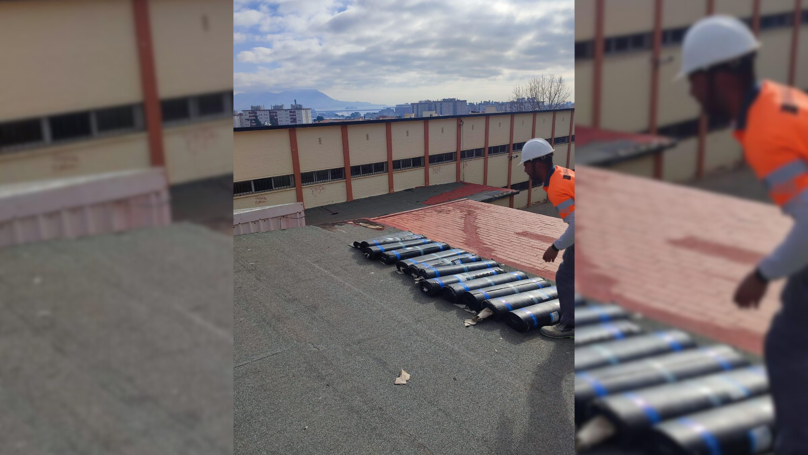 Avanzan las obras de  impermeabilización de cubiertas y rehabilitación de cornisas del colegio Alfonso XI