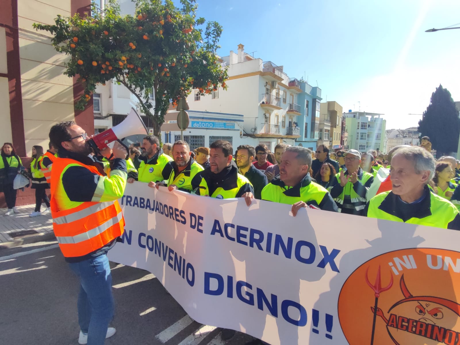 Protesta de los trabajadores de Acerinox en Algeciras: Foto: S.D. / 8Directo.