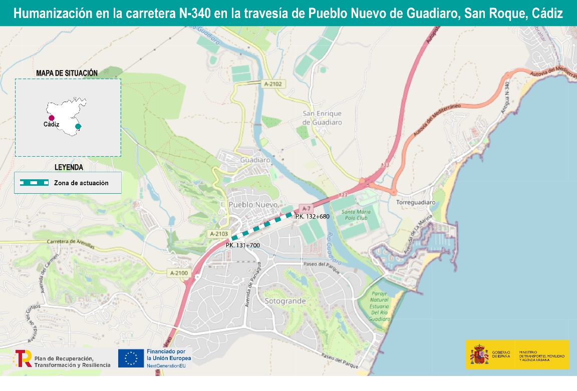 El Gobierno adjudica por 808.213 euros obras en la carretera N-340 en la travesía de Pueblo Nuevo