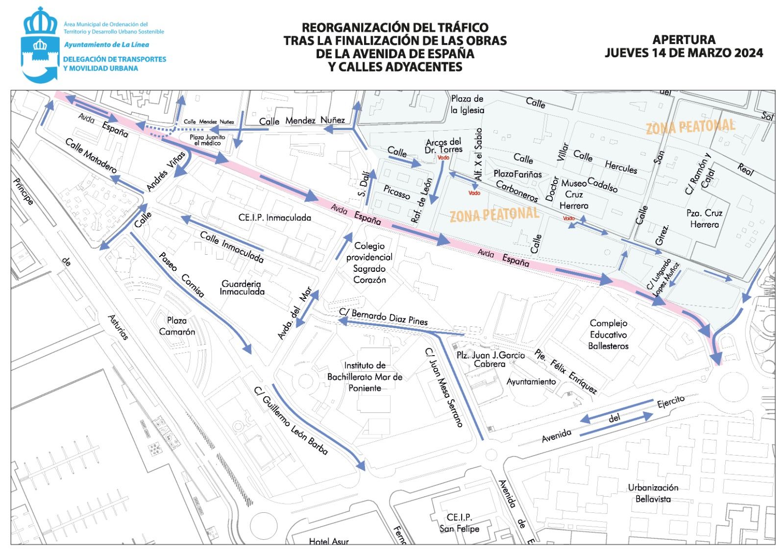 Estas son las modificaciones de tráfico tras la remodelación de la Avenida de España en La Línea Estas son las modificaciones de tráfico tras la remodelación de la Avenida de España en La Línea