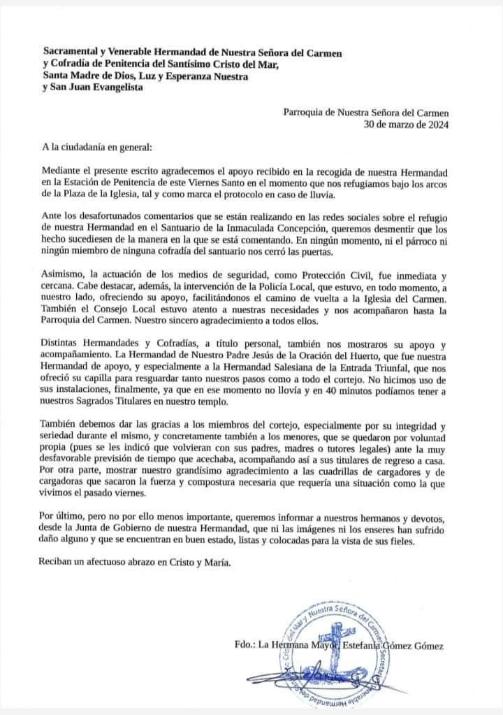 Comunicado íntegro. Comunicado íntegro.