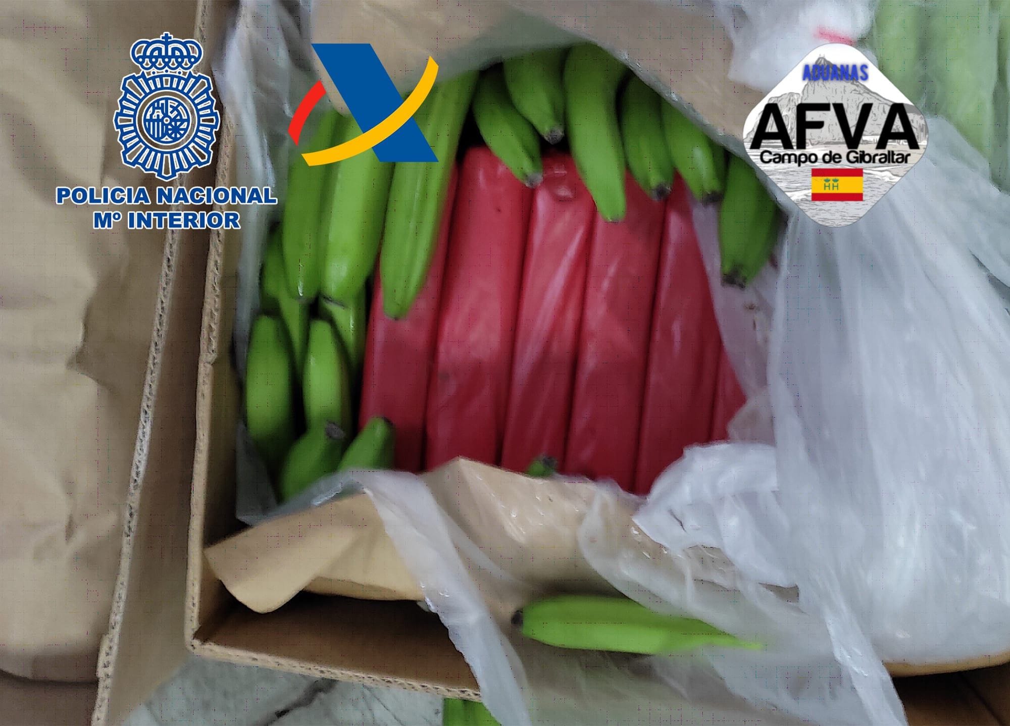 Imagen de archivo de otra incautación de Vigilancia Aduanera. Incautan más de una tonelada de cocaína oculta entre plátanos procedentes de Ecuador