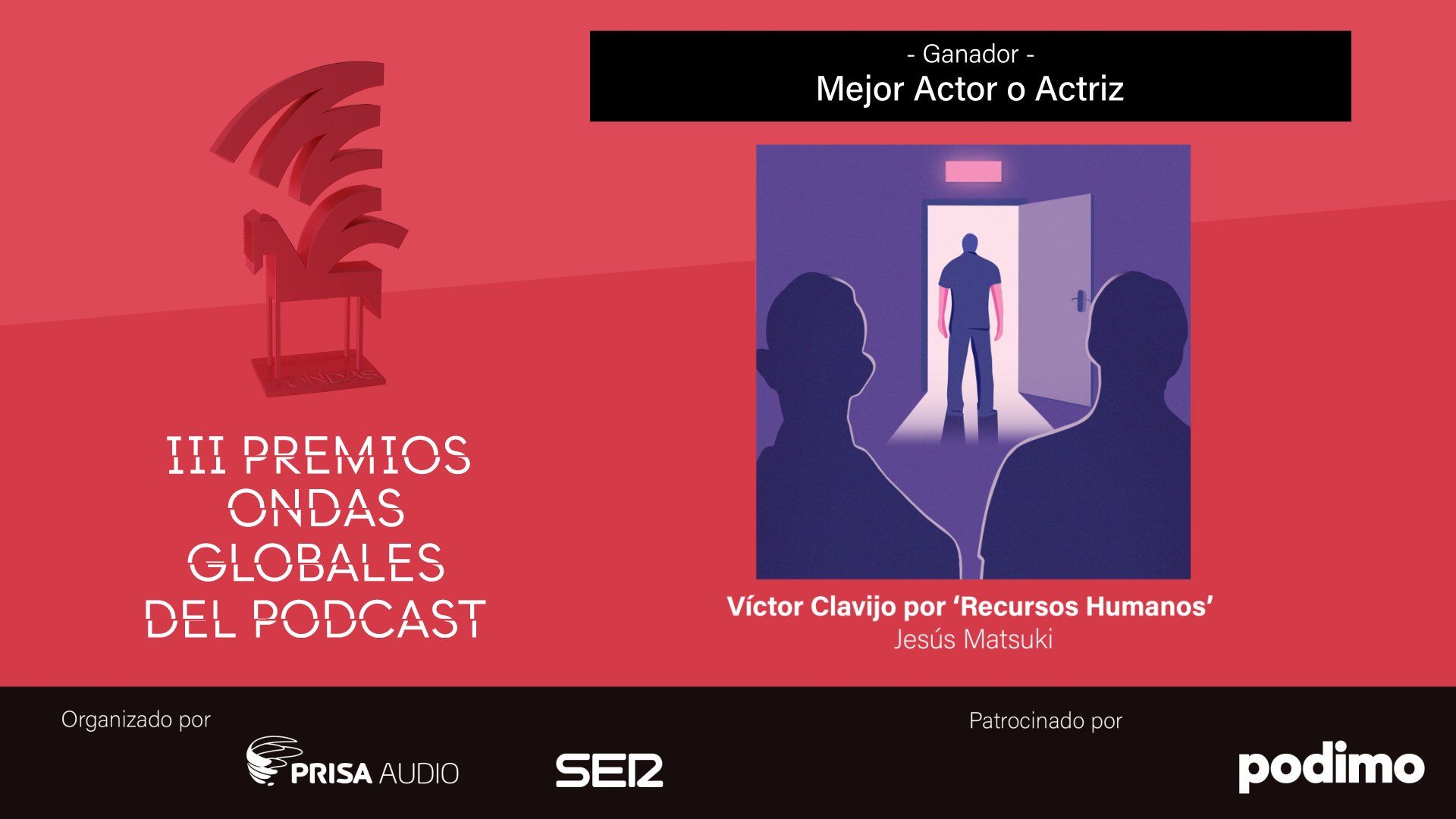 El algecireño Víctor Clavijo, galardonado como Mejor Actor en los Premios Ondas del Podcast. 