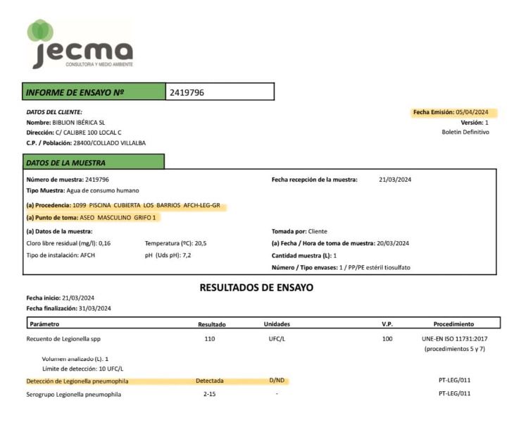 El PSOE alerta de que la legionella seguía presente en la piscina de Los Barrios en abril . 