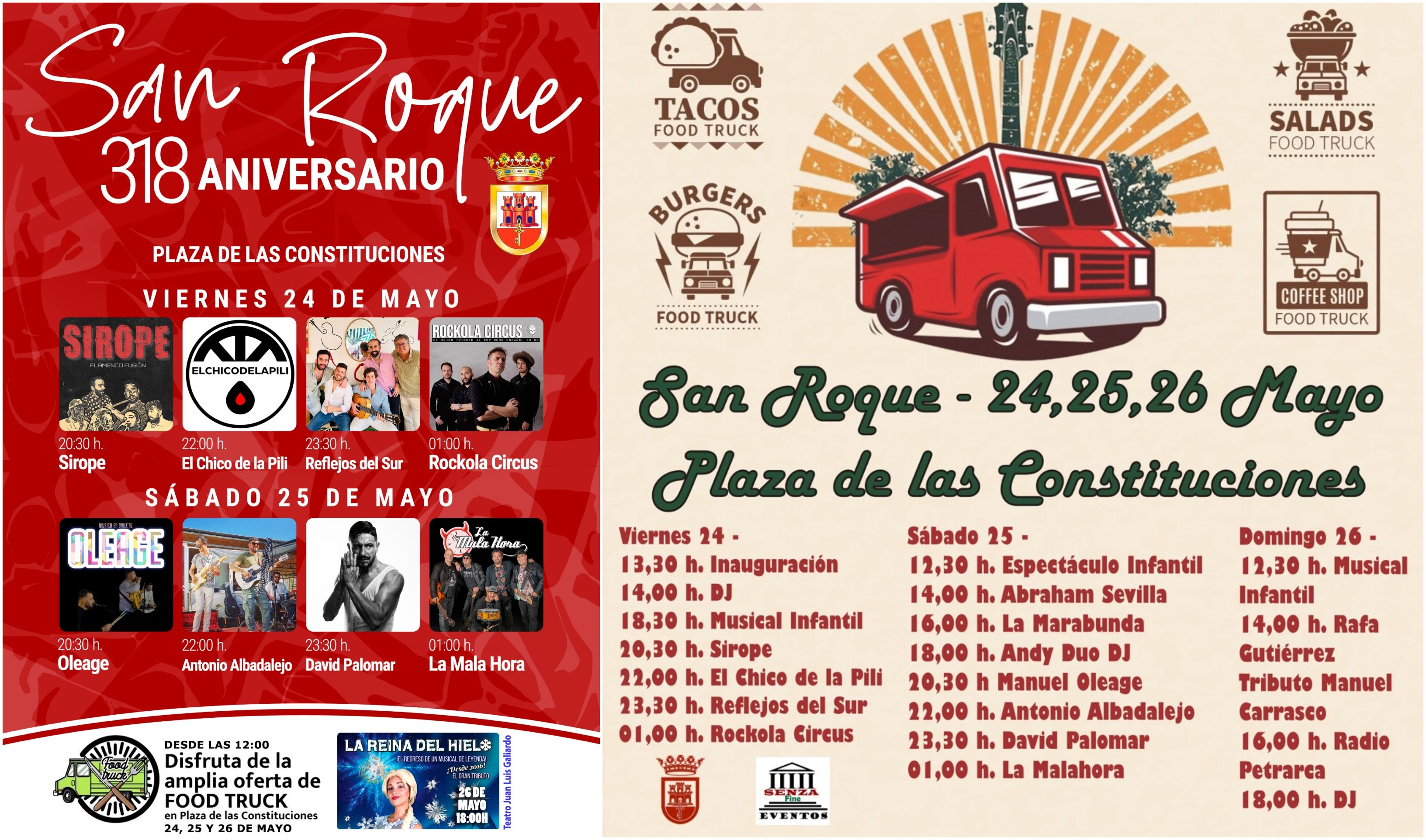 Ocho conciertos y un festival de foodtrucks, así celebra San Roque su 318 aniversario.